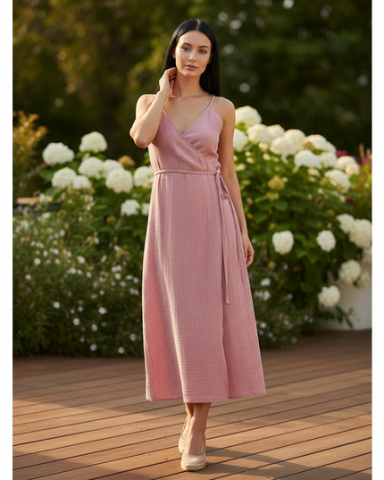 Musselin Kleid Lang Mit Knoepfen - Ansicht 1