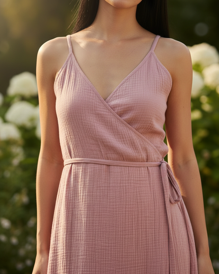 Musselin Kleid Lang Mit Knoepfen - Ansicht 4