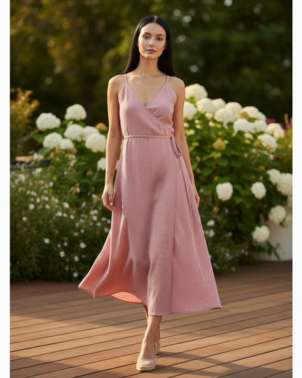 Musselin Kleid Lang Mit Knoepfen - Ansicht 5