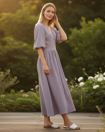 Musselin Kleid Lang Mit Spitze - Ansicht 3