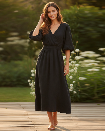 Musselin Kleid Lang Oversized - Leicht & Luftig - Ansicht 1