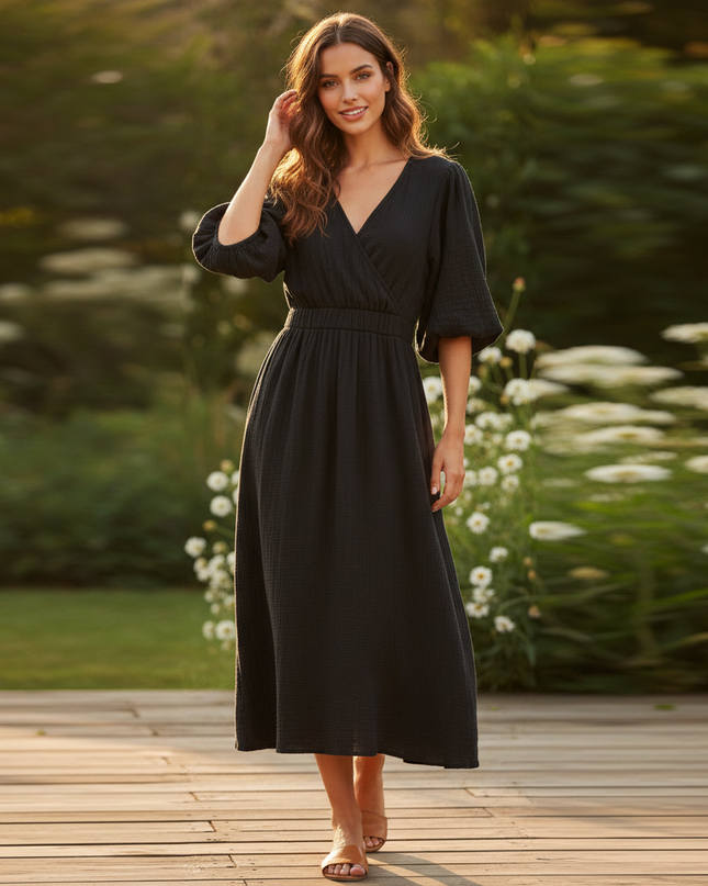 Musselin Kleid Lang Oversized - Leicht & Luftig - Ansicht 1