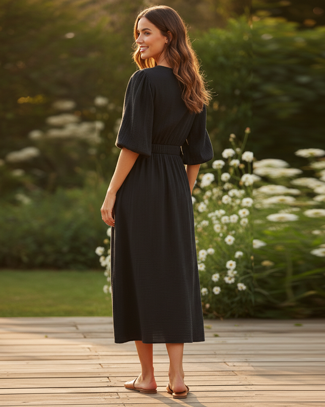 Musselin Kleid Lang Oversized - Leicht & Luftig - Ansicht 2