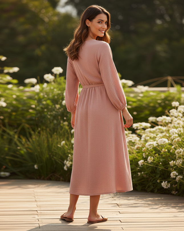 Musselin Kleid Lang Rosa - aus 100% Baumwolle - Ansicht 2