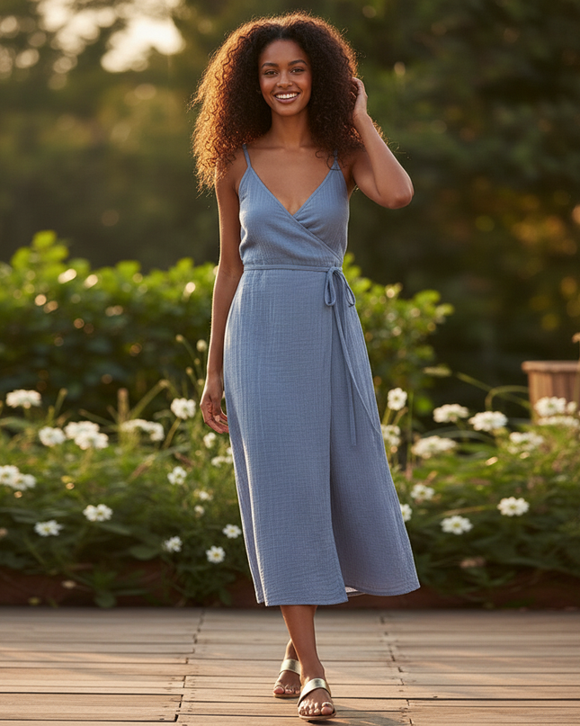 Musselin Kleid Lang Senfgelb - Fliessend & Feminin - Ansicht 5