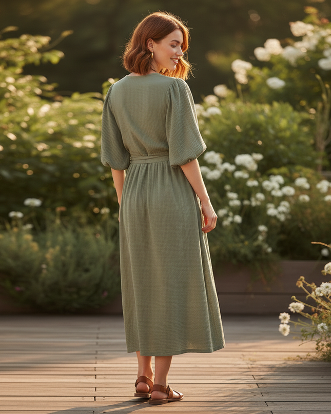 Musselin Kleid Lang Terrakotta - Ansicht 2