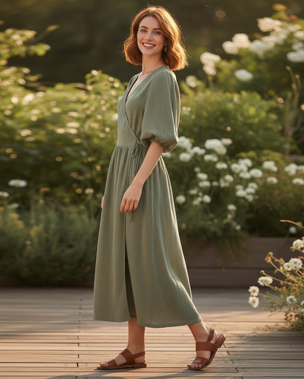 Musselin Kleid Lang Terrakotta - Ansicht 3