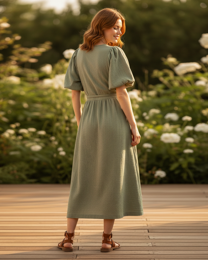 Musselin Kleid Lang Vintage - Luftig & Elegant - Ansicht 2