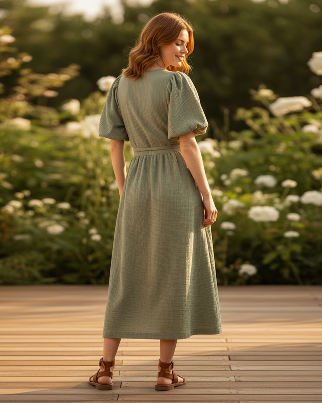 Musselin Kleid Lang Vintage - Luftig & Elegant - Ansicht 2