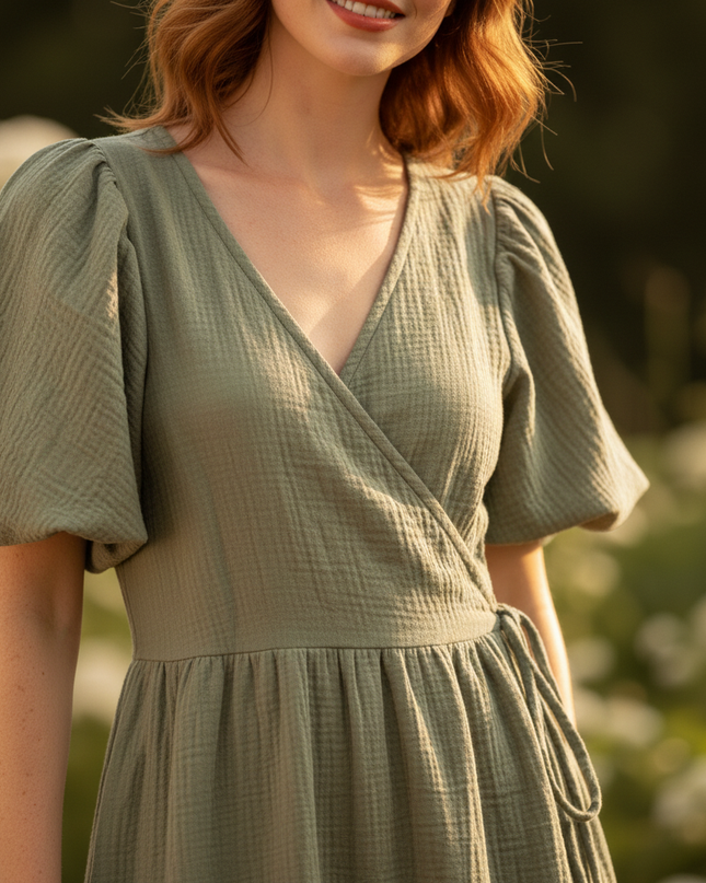 Musselin Kleid Lang Vintage - Luftig & Elegant - Ansicht 4