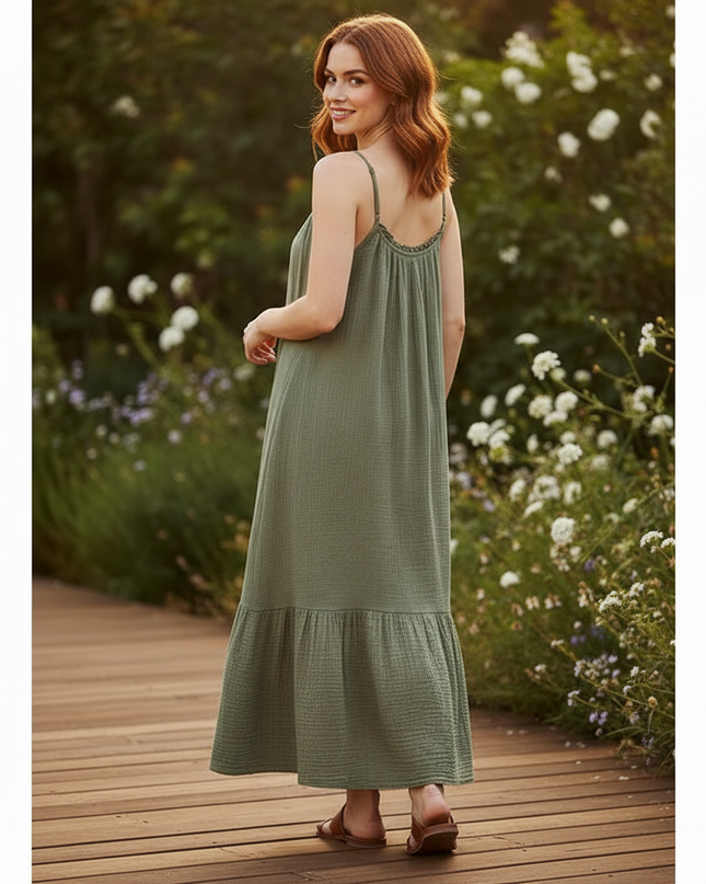Musselin Kleid Lang Wickel - Elegantes Sommerkleid - Ansicht 2