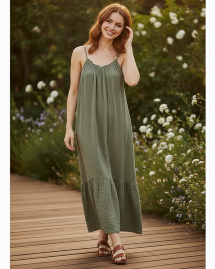 Musselin Kleid Lang Wickel - Elegantes Sommerkleid - Ansicht 5