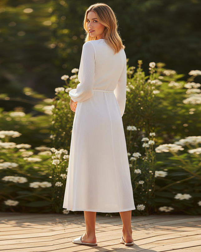 Musselin Kleid Langarm - Elegantes Sommerkleid - Ansicht 2