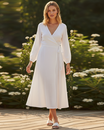 Musselin Kleid Langarm - Elegantes Sommerkleid - Ansicht 5