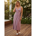 Musselin Kleid Lila Elegant Lang | Musselin Kleid - Ansicht 1