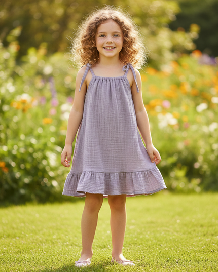 Musselin Kleid Maedchen 128 - Lavendel Sarafan - Ansicht 1
