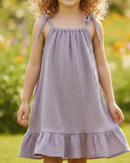 Musselin Kleid Maedchen 128 - Lavendel Sarafan - Ansicht 4