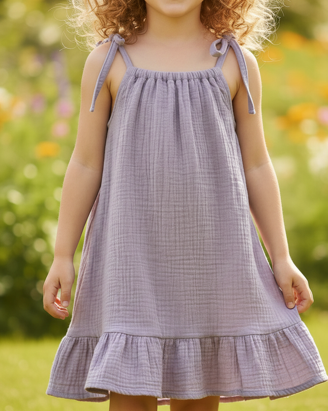Musselin Kleid Maedchen 128 - Lavendel Sarafan - Ansicht 4