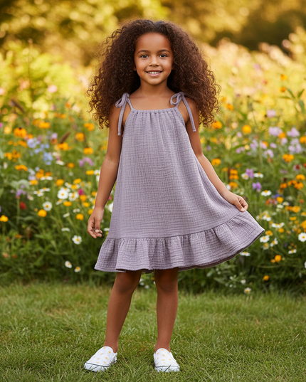 Musselin Kleid Maedchen 140 - Lavendel Baby Slip - Ansicht 1