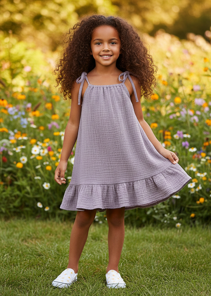 Musselin Kleid Maedchen 140 - Lavendel Baby Slip - Ansicht 1