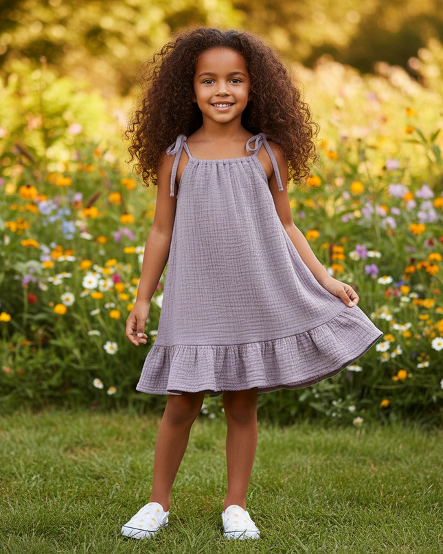 Musselin Kleid Maedchen 140 - Lavendel Baby Slip - Ansicht 1