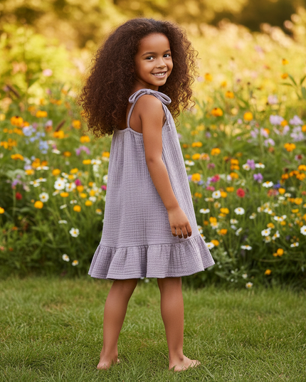 Musselin Kleid Maedchen 140 - Lavendel Baby Slip - Ansicht 2