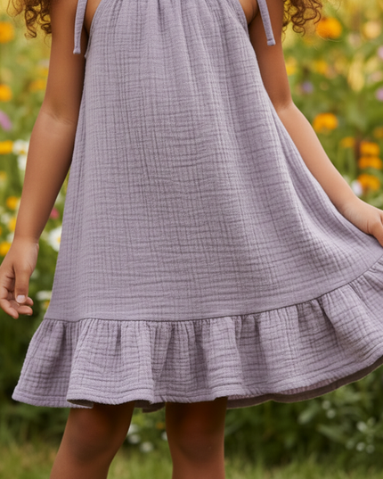 Musselin Kleid Maedchen 140 - Lavendel Baby Slip - Ansicht 4