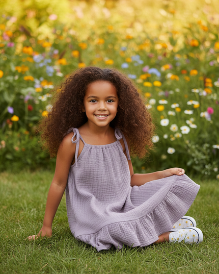 Musselin Kleid Maedchen 140 - Lavendel Baby Slip - Ansicht 5