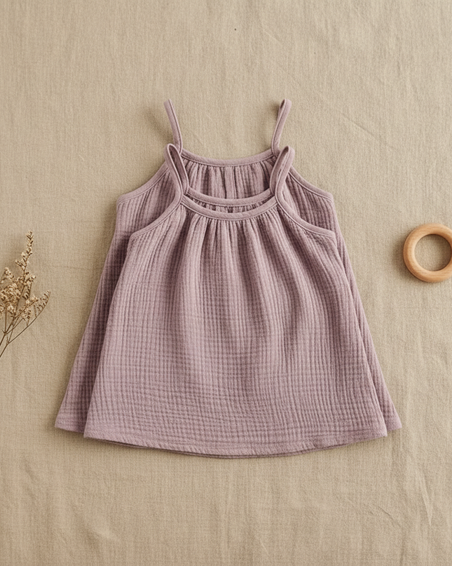 Musselin Kleid Maedchen Binden - Lila Baby Kleid - Ansicht 4
