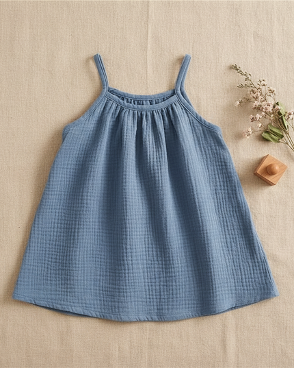 Musselin Kleid Maedchen Blau - Baby Traegerkleid - Ansicht 1