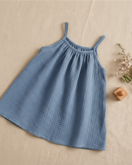 Musselin Kleid Maedchen Blau - Baby Traegerkleid - Ansicht 2