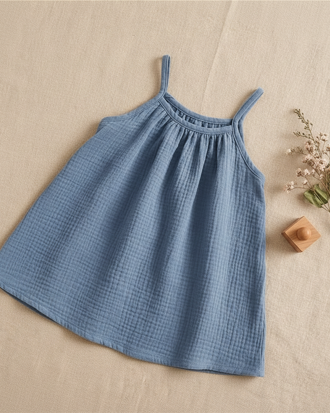 Musselin Kleid Maedchen Blau - Baby Traegerkleid - Ansicht 2