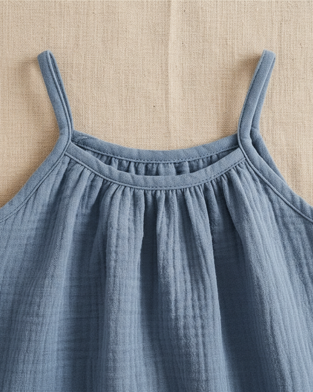 Musselin Kleid Maedchen Blau - Baby Traegerkleid - Ansicht 3