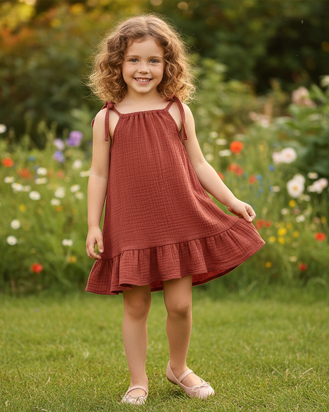 Musselin Kleid Maedchen Burgund - Baby Sarafan - Ansicht 1