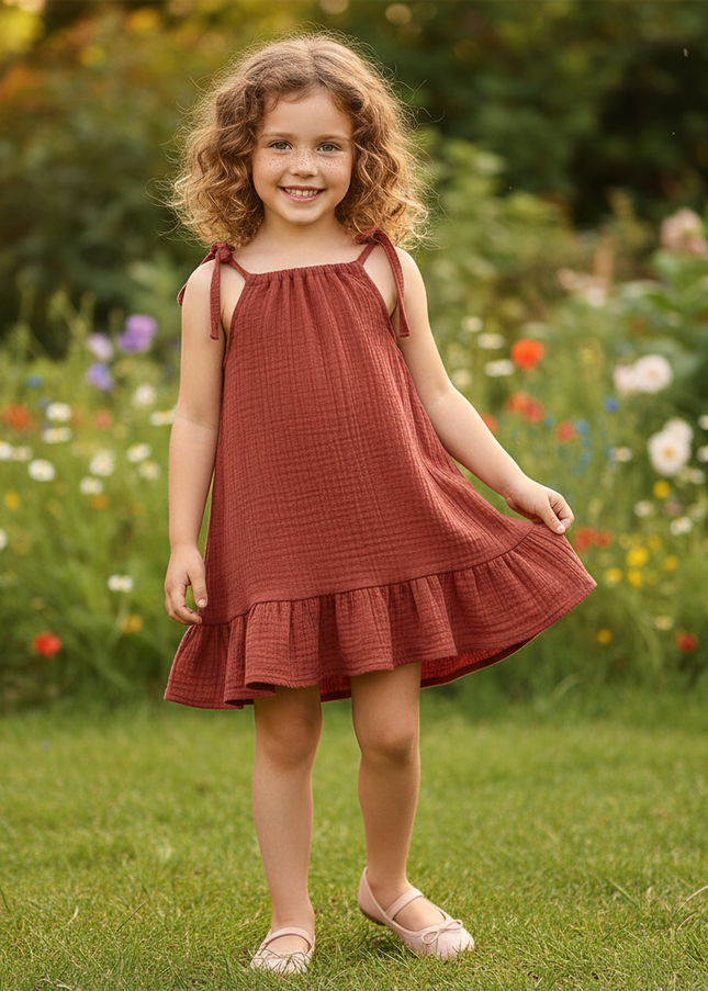 Musselin Kleid Maedchen Burgund - Baby Sarafan - Ansicht 1