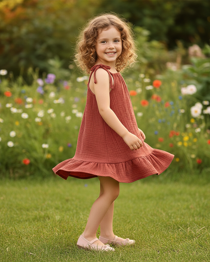 Musselin Kleid Maedchen Burgund - Baby Sarafan - Ansicht 3
