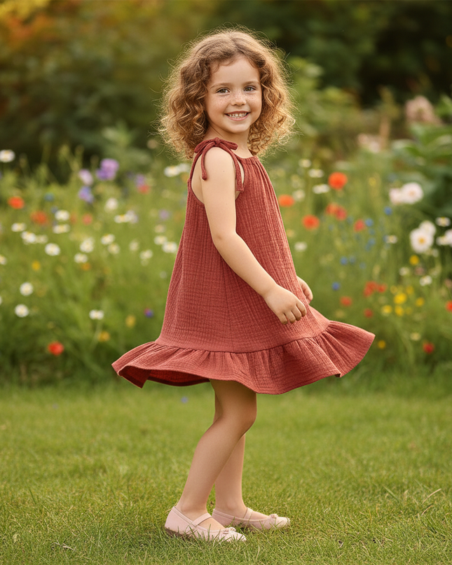 Musselin Kleid Maedchen Burgund - Baby Sarafan - Ansicht 3