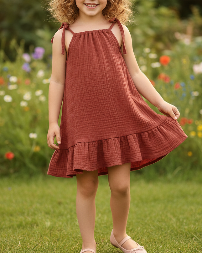 Musselin Kleid Maedchen Burgund - Baby Sarafan - Ansicht 4