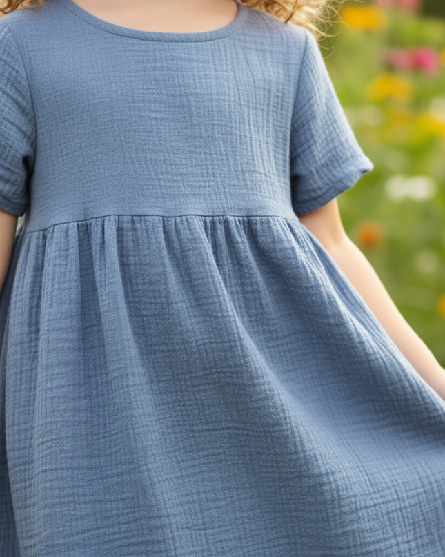 Musselin Kleid Maedchen Dunkelblau - Langes Kleid - Ansicht 4