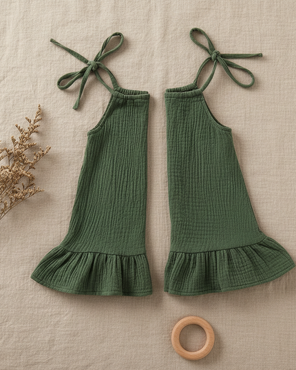 Musselin Kleid Maedchen Dunkelgruen - Baby Slip - Ansicht 4