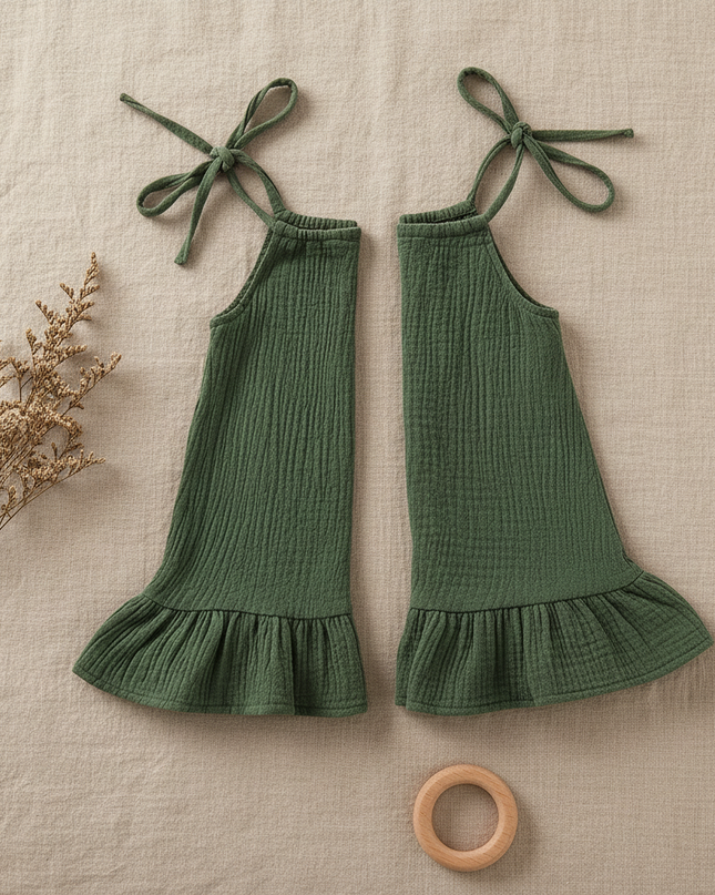 Musselin Kleid Maedchen Dunkelgruen - Baby Slip - Ansicht 4