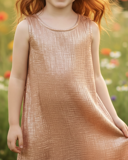 Musselin Kleid Maedchen Elegant - Altrosa Midi - Ansicht 4