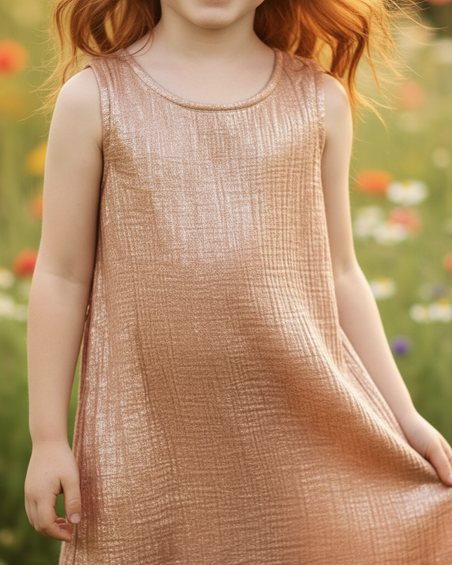 Musselin Kleid Maedchen Elegant - Altrosa Midi - Ansicht 4