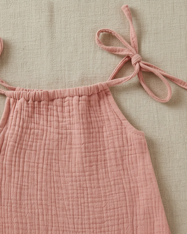 Musselin Kleid Mädchen Festlich - Rosa Baby Slip - Ansicht 3