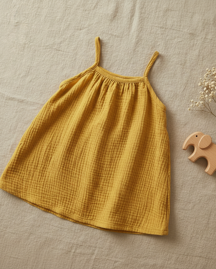 Musselin Kleid Maedchen Gelb - Baby Traegerkleid - Ansicht 2