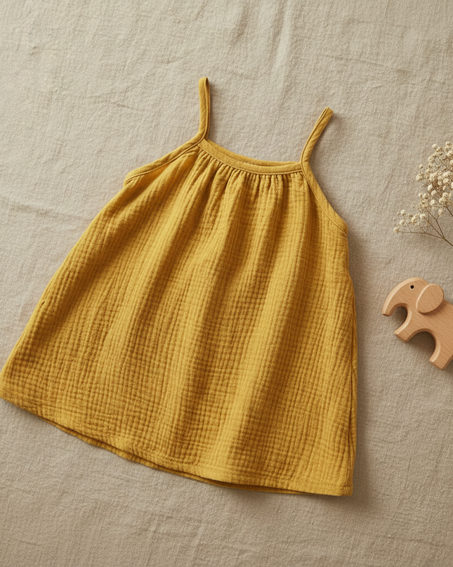 Musselin Kleid Maedchen Gelb - Baby Traegerkleid - Ansicht 2
