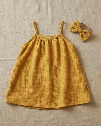 Musselin Kleid Maedchen Gelb - Baby Traegerkleid - Ansicht 5