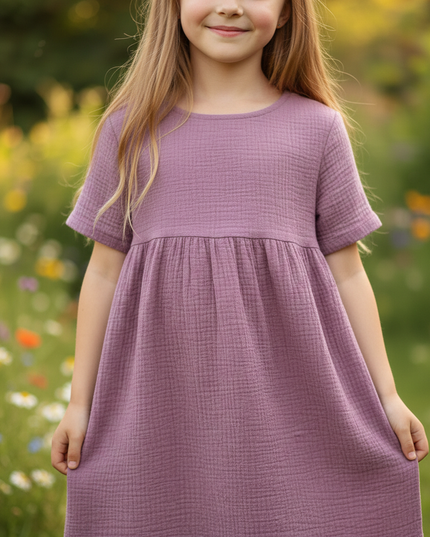 Musselin Kleid Maedchen Lila - Langes Baumwollkleid - Ansicht 4
