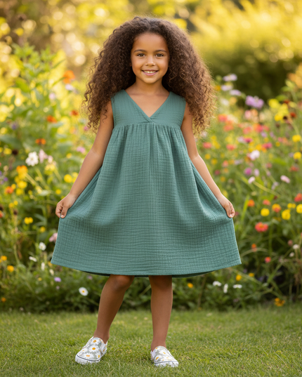 Musselin Kleid Maedchen Mint - Strandkleid 90-130 - Ansicht 1