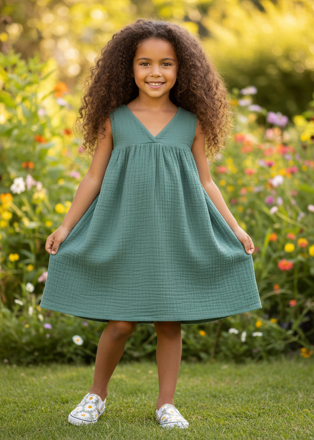 Musselin Kleid Maedchen Mint - Strandkleid 90-130 - Ansicht 1